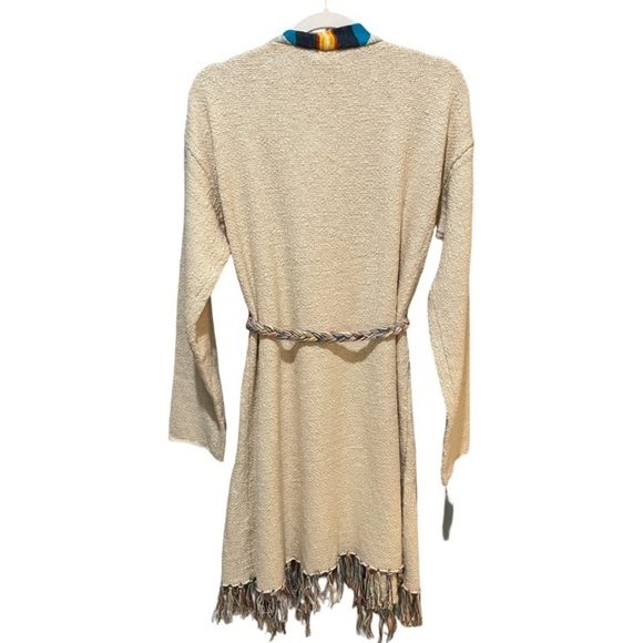 Faherty Cardigan Size Medium Large Aztec Tie Fringe Ivory Sweater - Picture 5 of 10